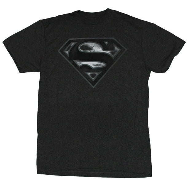 Superman White Logo T Shirt Licensed Comic Book Movie Tee Black